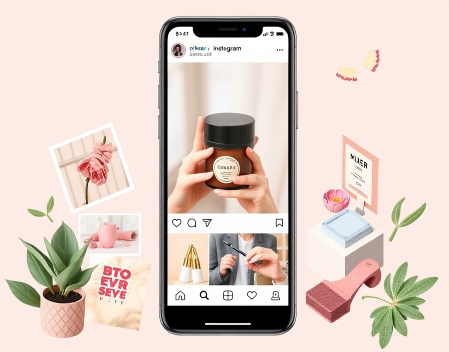 Influencer sharing a branded product post with their established social media audience.
