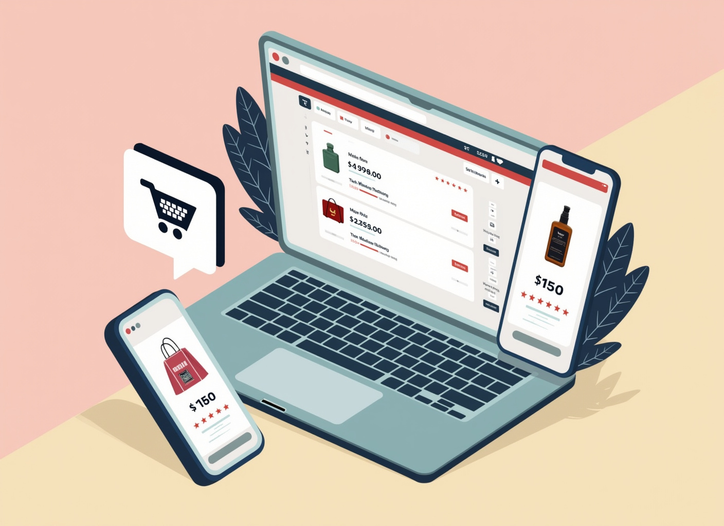 Same product displayed across three sales channels with inconsistent pricing and product information