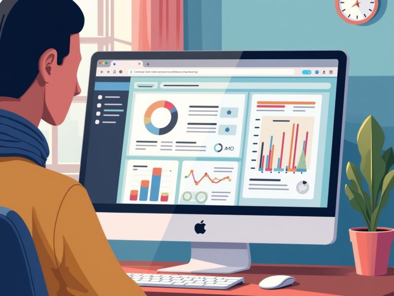 Email marketing platform dashboard with contact management and automation features displayed on screen